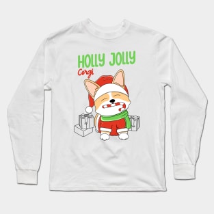 Holly Jolly Corgi Long Sleeve T-Shirt